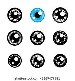 Eye Lens Iris and Pupil Icon, Human Eye Pictogram, Eyeball Sign, Iris Symbol, Optic Pupil Vector Illustration