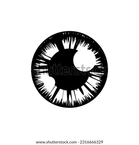 Eye Lens Iris and Pupil Icon, Human Eye Pictogram, Eyeball Sign, Iris Symbol, Optic Pupil Vector Illustration
