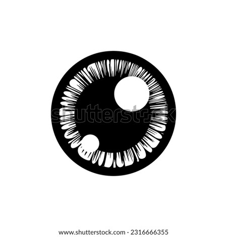 Eye Lens Iris and Pupil Icon, Human Eye Pictogram, Eyeball Sign, Iris Symbol, Optic Pupil Vector Illustration