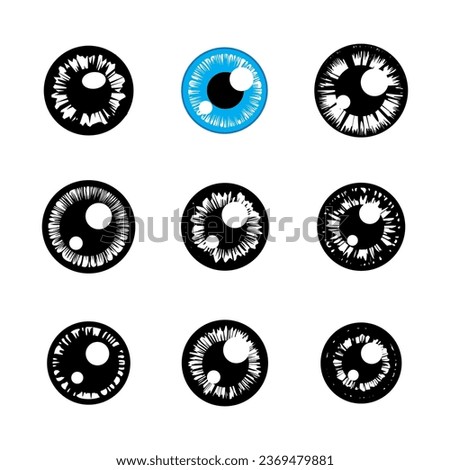 Eye Lens Iris and Pupil Icon, Human Eye Pictogram, Eyeball Sign, Iris Symbol, Optic Pupil Vector Illustration