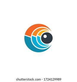 Eye and lens looking optical symbol illustration, vector