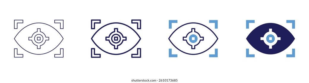 Eye lens protein buildup icon in 4 different styles. Thin Line, Line, Bold Line, Duotone. Duotone style. Editable stroke.