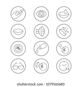 Eye Lens Related Vector Line Icons