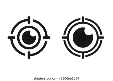 Icono de objetivo de la lente ocular. vector de ilustración