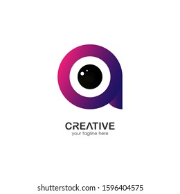 eye letter a. design a combination of letter a and eye into one unique and simple symbol. brand for companies and graphic design needs. .gradient .isolated white. template modern