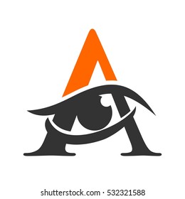 eye with letter A logo vector.