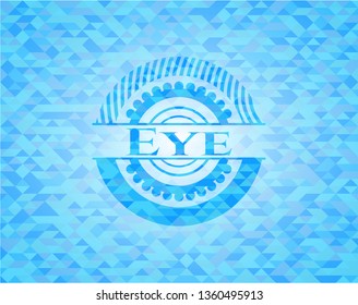 Eye light blue emblem with mosaic background