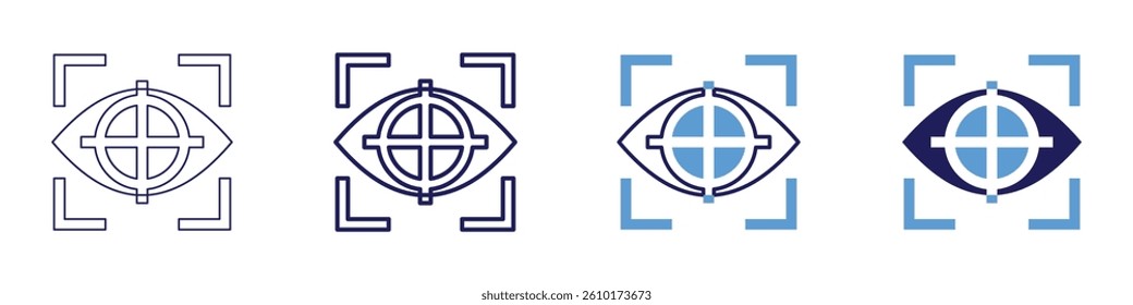 Eye light sensitivity pain icon in 4 different styles. Thin Line, Line, Bold Line, Duotone. Duotone style. Editable stroke.