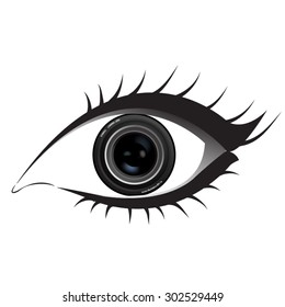 Eye like a lens vector illustration