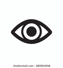 eye line art icon, black and white color outline symbol