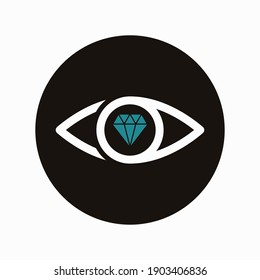 Eye line with diamond gem icon design vector illustration