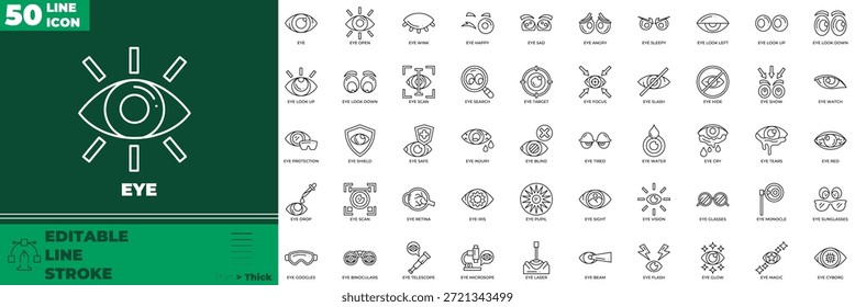 Eye Line Editable Icons set