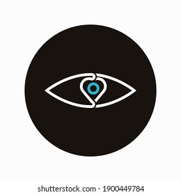 Eye line with heart shape logo design vector illustration