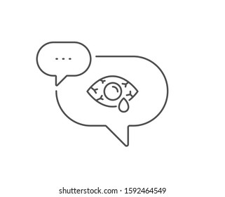 Ð¡onjunctivitis eye line icon. Chat bubble design. Oculist clinic sign. Optometry vision symbol. Outline concept. Thin line Ð¡onjunctivitis eye icon. Vector