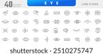 Eye line icon collection. Vision, view, hidden, invisible, containing eye, visible, medical, eye care, and eyeball icon set. UI outline icon pack