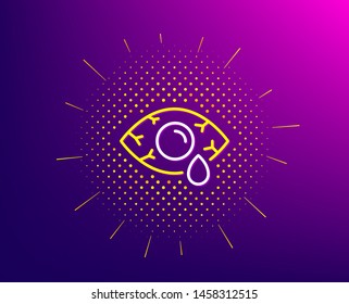 Ð¡onjunctivitis eye line icon. Halftone pattern. Oculist clinic sign. Optometry vision symbol. Gradient background. Ð¡onjunctivitis eye line icon. Yellow halftone pattern. Vector