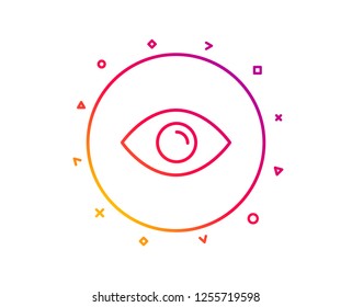 Eye line icon. Look or Optical Vision sign. View or Watch symbol. Gradient pattern line button. Eye icon design. Geometric shapes. Vector
