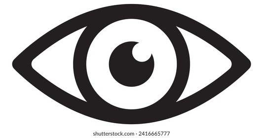Eye line icon. Pupil, vision, ophthalmologist, man, apple, glasses, iris, lens, eyepiece. Vector icon for business and advertising