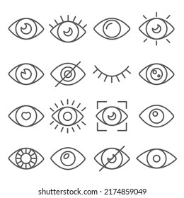 Eye line icon set on white background