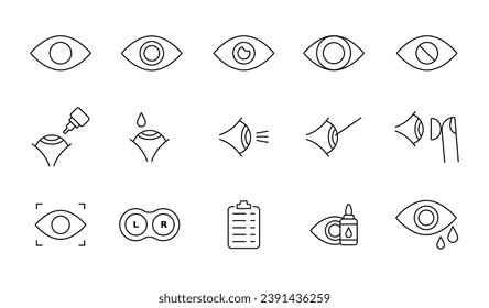 Eye line icon set. Ophthalmology icon set.