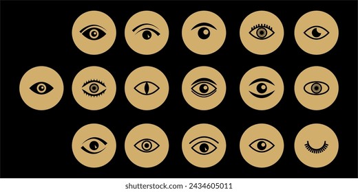 conjunto de iconos de línea de ojos de vector. Signo de contorno de vista. Colección de iconos de ojo de escáner de retina