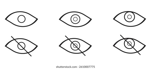 Eye line icon set web flat icon vector on white background