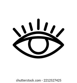 Eye line icon, vision pictogram, eyelashes, look symbol outline design isolated on white background. Optical illustration