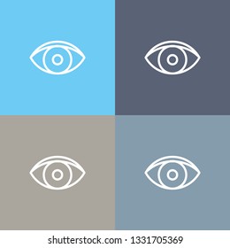 Eye Line Icons on Four Different Background Colors.