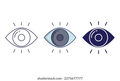 Eye line and solid vector icons