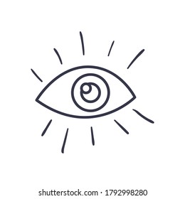 diseño de iconos de estilo de línea ocular, ver apariencia visión óptica humano ver el contorno del reloj de medicina y el tema de visión Ilustración vectorial