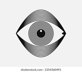 Eye, linear abstract vector boho graphic logo.