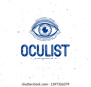Eye linear vector design element for logo or icon, all seeing eye of god or medical oculist symbol.