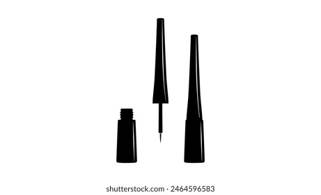 eye liner liquid bottle, black isolated silhouette