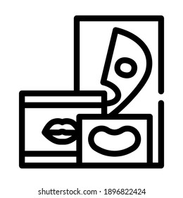 eye and lips patches line icon vector. eye and lips patches sign. isolated contour symbol black illustration