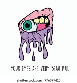 eye lips vector illustration drawing