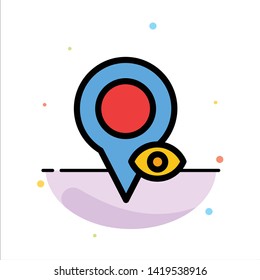 Eye, Location, Map, Pointer Abstract Flat Color Icon Template