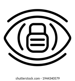 Eye lock icon. Outline eye lock vector icon for web design isolated on white background