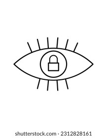 eye with lock icon, vector best line icon.