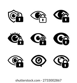 Eye and lock icons for secure vision and data protection