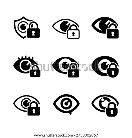 Eye and lock icons for secure vision and data protection