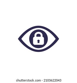 eye and lock, privacy control icon