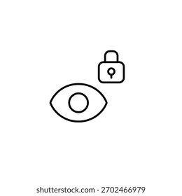 Ojo y cerradura. Modo de privacidad, se requiere verificación de identidad. Icono de Vector de trazo perfecto y editable