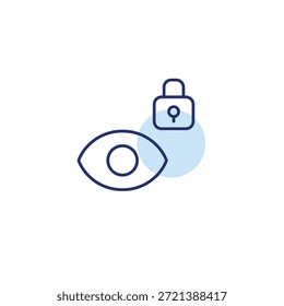 Ojo y cerradura. Modo de privacidad, se requiere verificación de identidad. Icono de Vector de trazo perfecto y editable