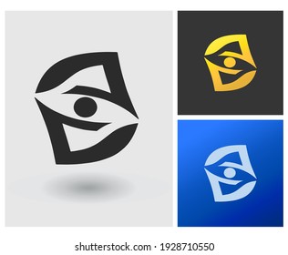 Augenlogo mit abstraktem Buchstaben CC oder GG-Symbol