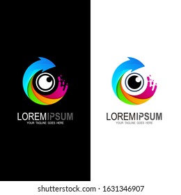 Eye logo and arrow design combination, Vision icon 