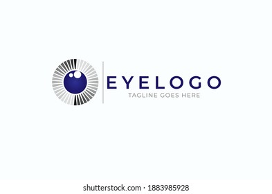 Eye Logo, blue eye icon isolated on white background, usable for technology and business  logos, flat design logo template, vector illustration