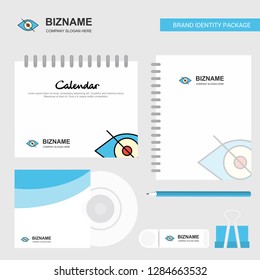 Eye Logo, Calendar Template, CD Cover, Diary and USB Brand Stationary Package Design Vector Template