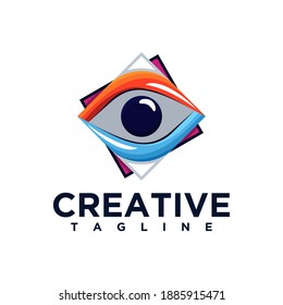 Eye logo with camera digital concept design vector template