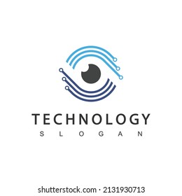 Eye Logo, Circle Eye With Circuit Of Technology Illustration Template