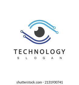 Eye Logo, Circle Eye With Circuit Of Technology Illustration Template
